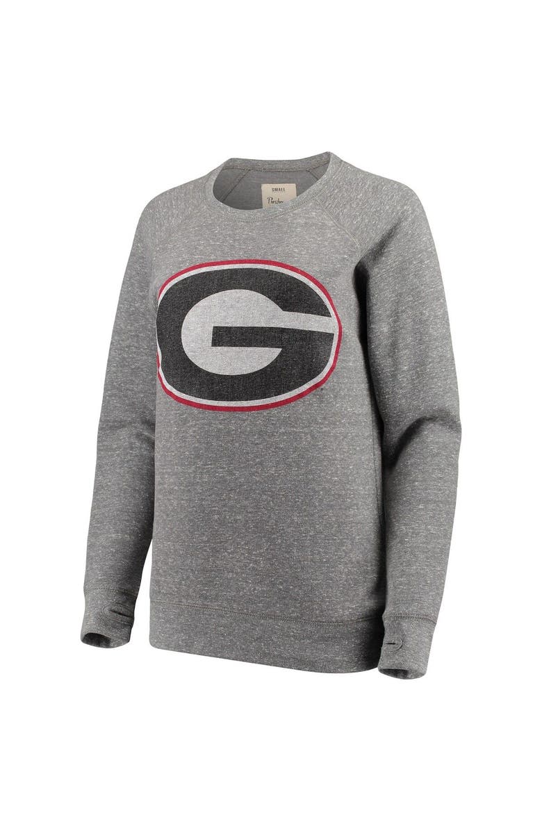 PRESSBOX Women's Pressbox Heathered Gray Georgia Bulldogs Big Team Logo Knobi Fleece Tri-Blend Crew Neck Sweatshirt, Alternate, color, Heather Gray