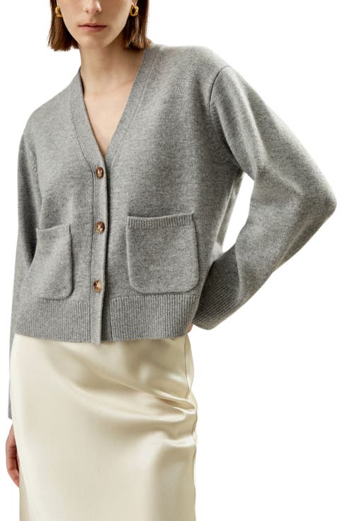 Cropped Wool-Cashmere Blend Cardigan Sweater for Women