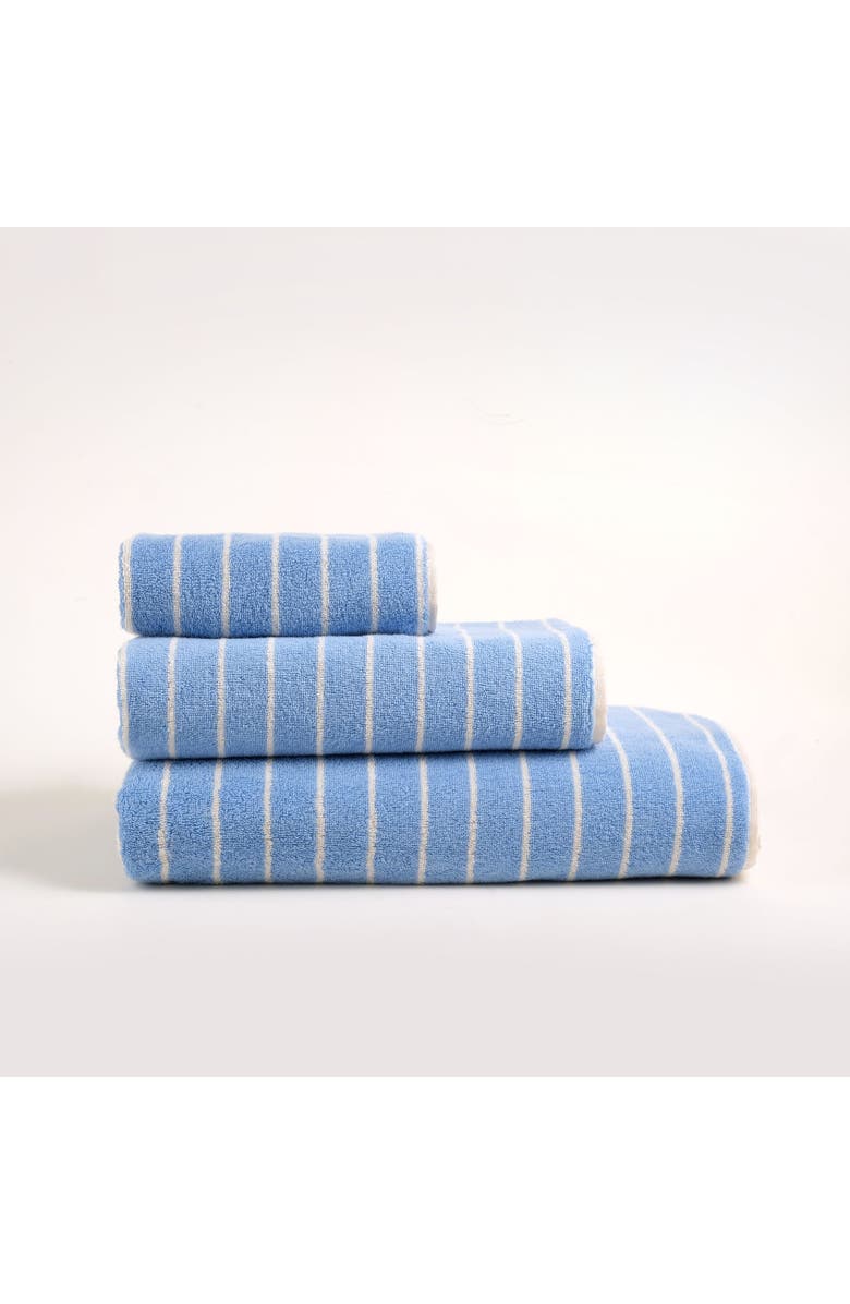 Zsa Zsa Zsu Solid Wide Striped Yarn-Dyed 100% Cotton Towel 3-Pcs Set, Main, color, Baby Blue