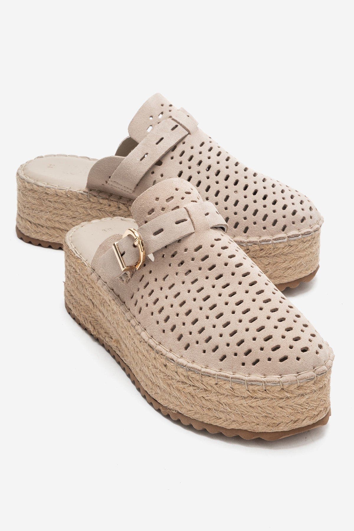Louis Leather Platform Sandal, Alternate, color, Beige Suede