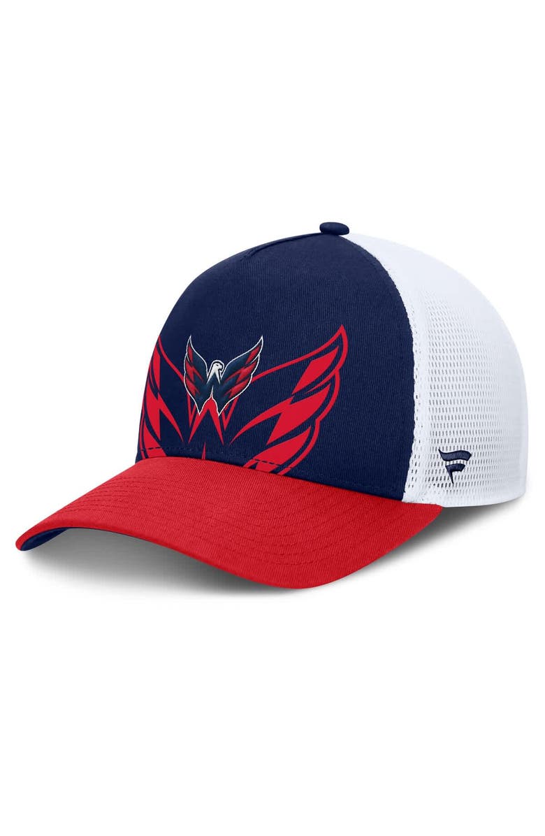 FANATICS Men's Fanatics Navy/Red Washington Capitals Authentic Pro A-Frame Rink Adjustable Hat, Main, color, Navy