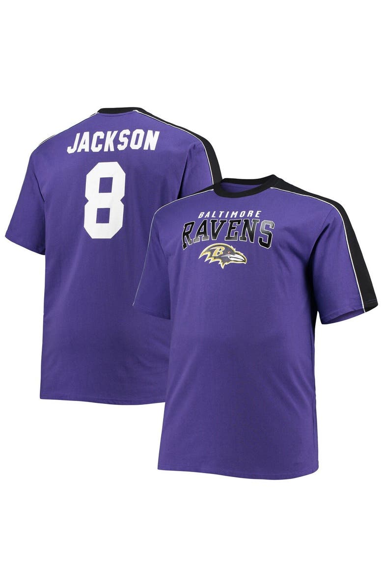 FANATICS Men's Fanatics Branded Lamar Jackson Purple Baltimore Ravens Big & Tall Sleeve Panel Player Name & Number T-Shirt, Main, color, 