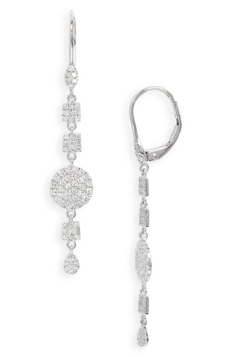 3D Cascade Earrings Graduated Diamond-cut Marquise Rhodium on Sterling Silver