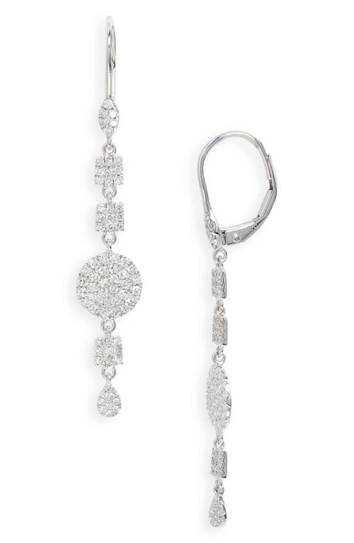 Meira T Diamond Disc Linear Drop Earrings In White