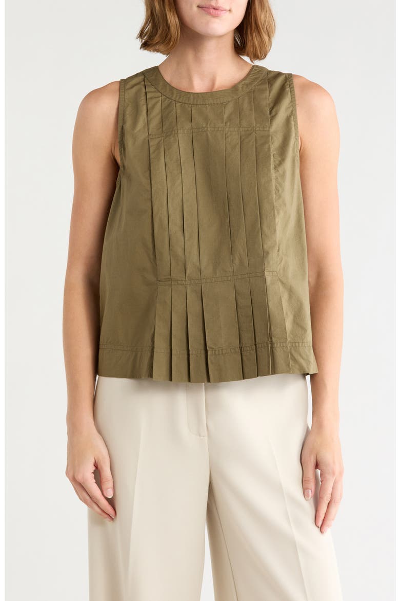 Natalia Pintuck Cotton Top, Main, color, OLIVE GREEN