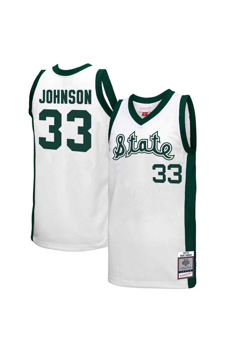 Mitchell & Ness Men's Mitchell & Ness Magic Johnson White Michigan State Spartans 1978 Swingman Throwback Jersey, Alternate, color, White
