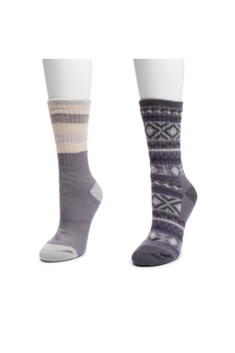 Women's 2 PK Crew Heat Retainer Hiking Socks, Alternate, color, Amethyst