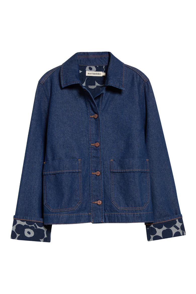 Maridenim Käänteet Mini Unikko Lining Denim Jacket, Main, color, DARK INDIGO