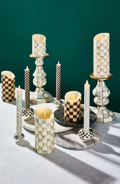 Mackenzie-childs Mackenzie Childs Sterling Check Medium Pillar Candleholder