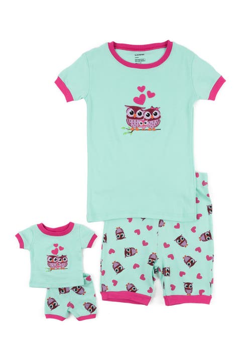 Girls Matching Doll Short Printed Cotton Pajamas