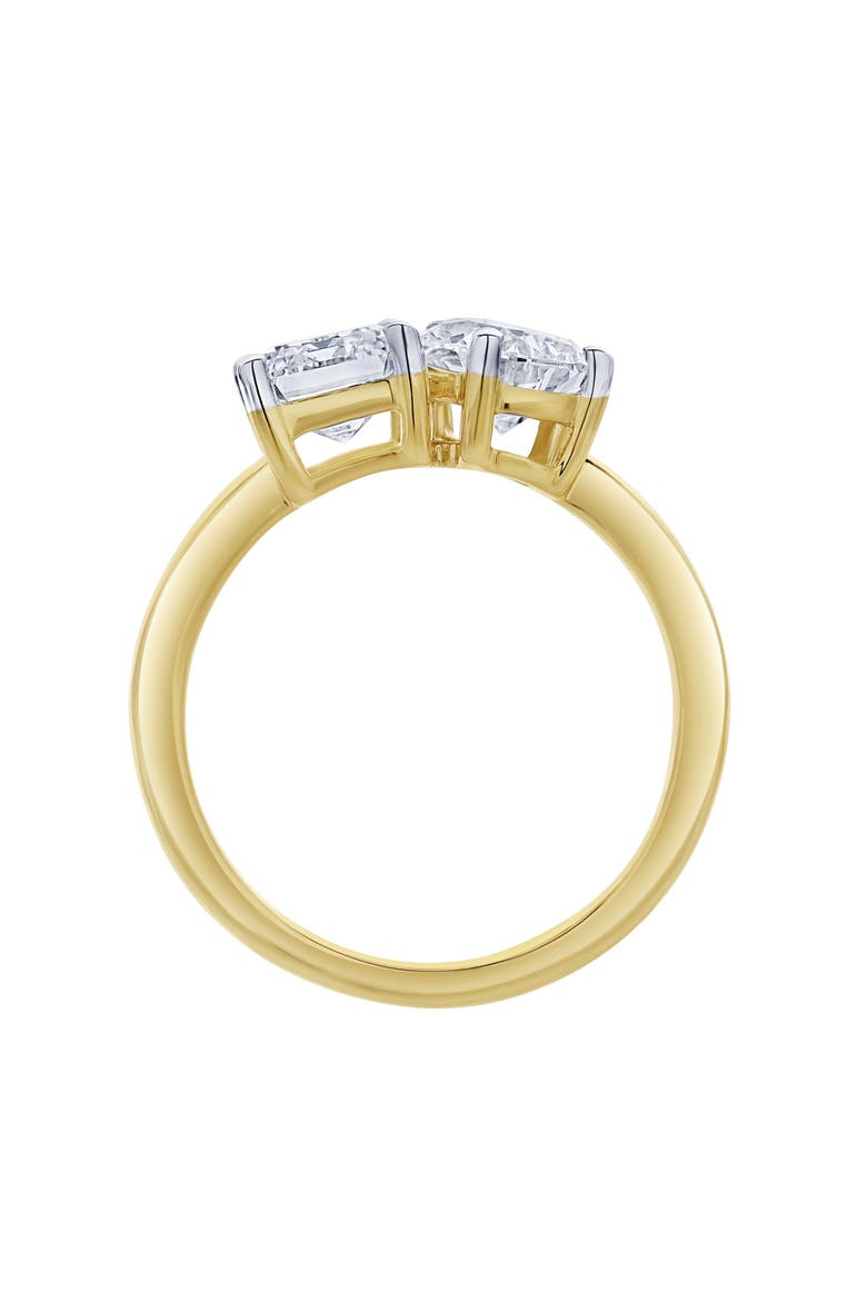 Evermore 14K Gold Toi et Moi Emerald and Pear Lab Grown Diamond Ring - 3 ct, Alternate, color, 14K Yellow Gold