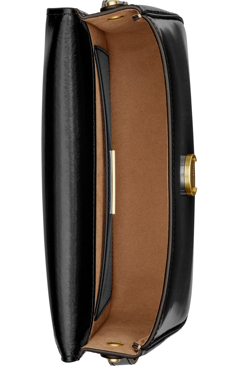 Tory Burch Robinson Spazzolato Leather Shoulder Bag, Alternate, color, Black