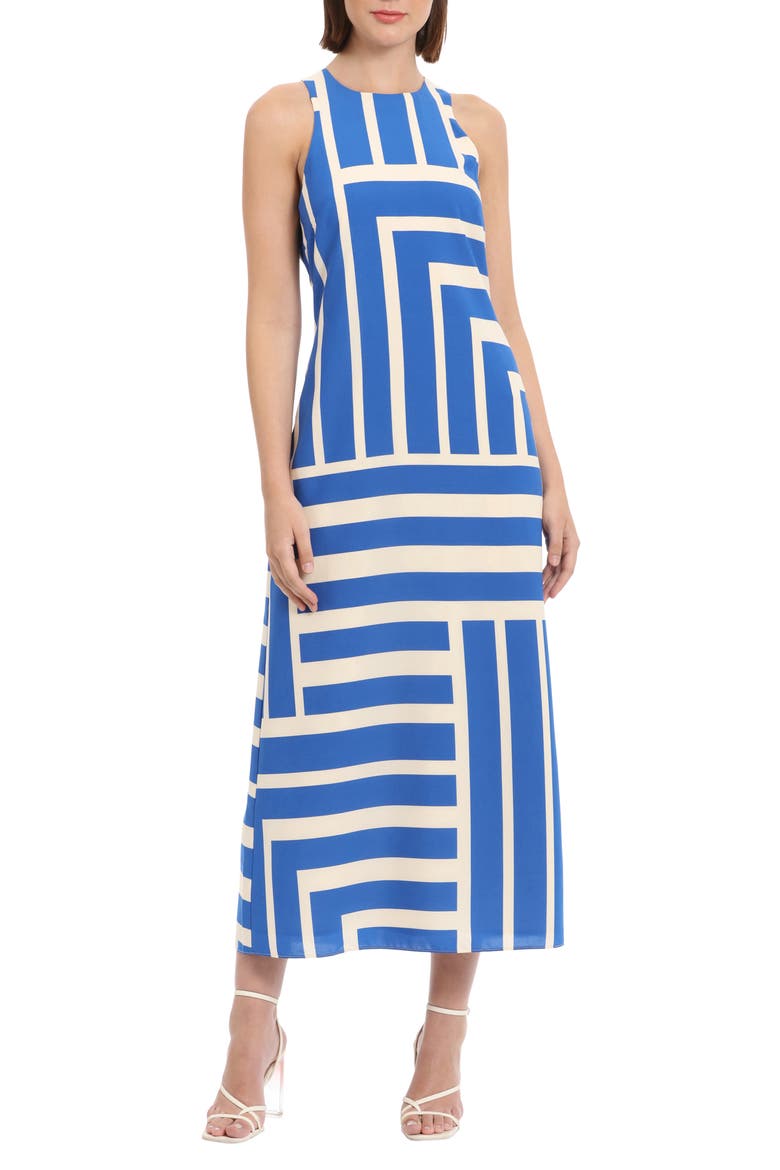 Stripe Maxi Dress, Main, color, CREAM/ ROYAL BLUE