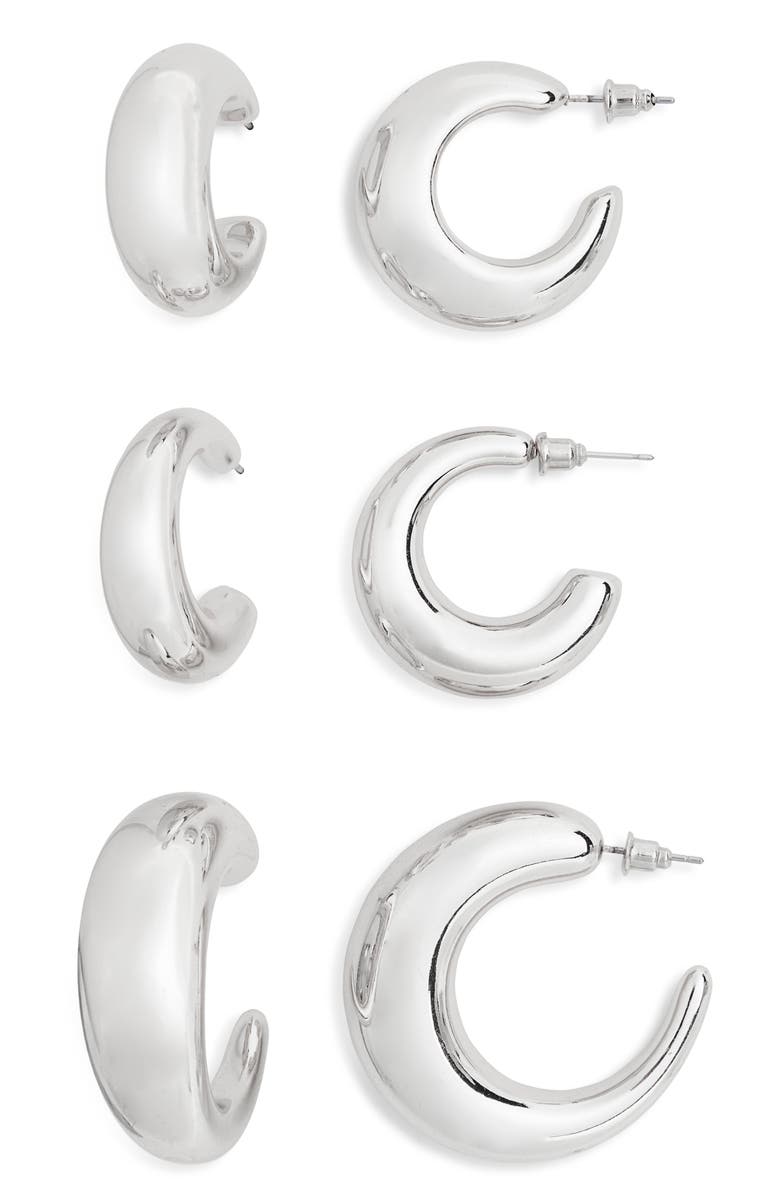 NORDSTROM RACK 3-Pack Chunky Hoop Earrings, Main, color,