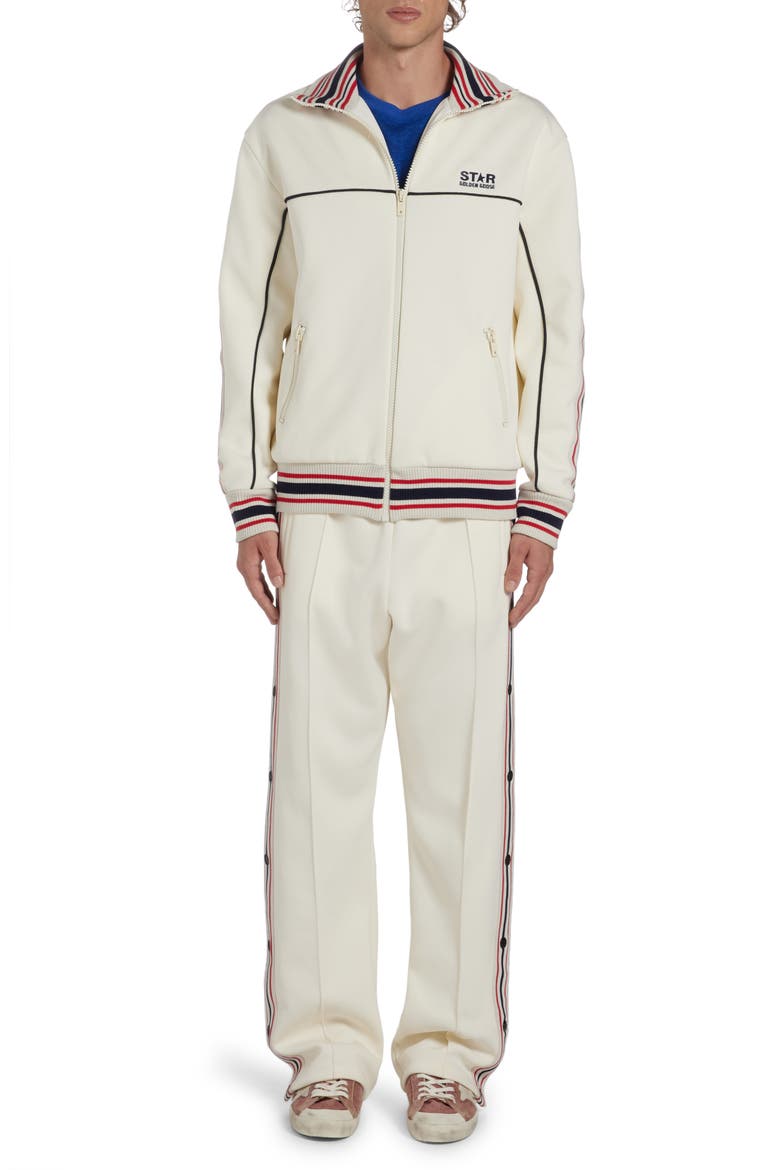 Star Logo Track Jacket, Alternate, color, PAPYRUS/ DARK BLUE