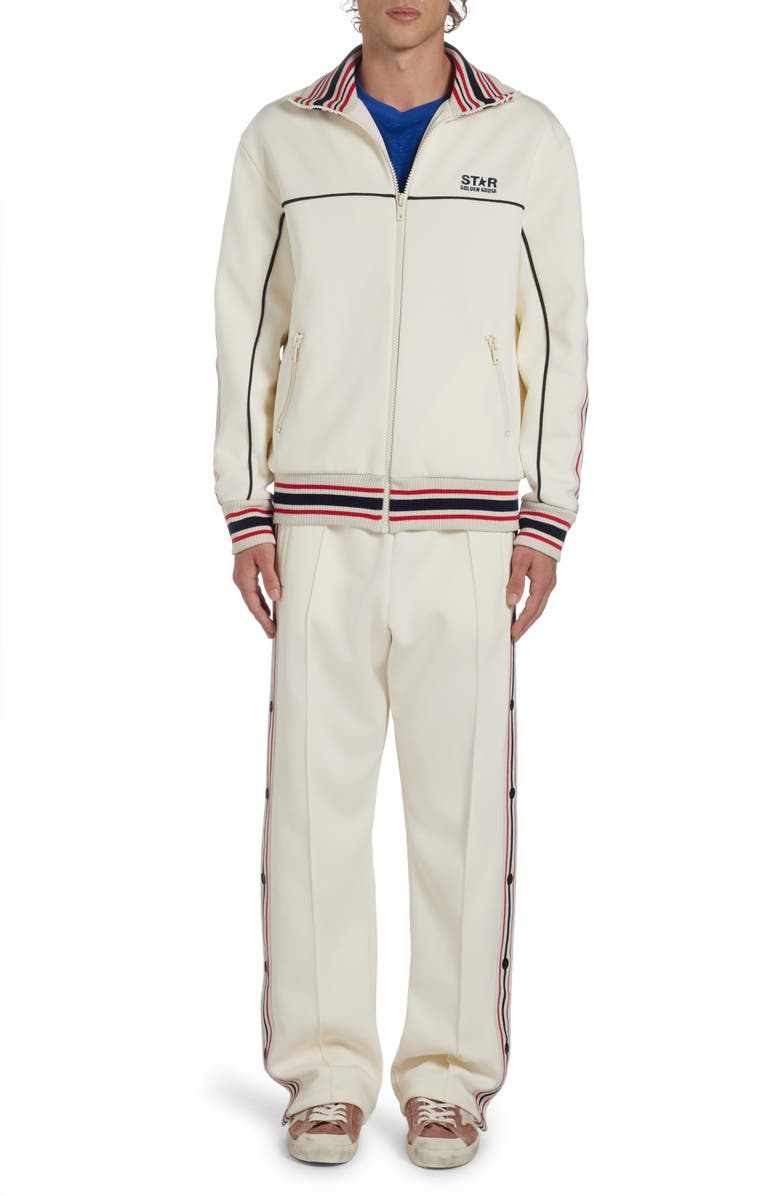 Golden Goose Star Logo Track Jacket, Alternate, color, Papyrus/ Dark Blue
