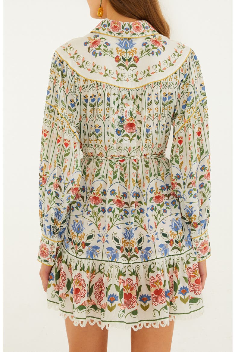 Stitched Garden Long Sleeve Cotton Blend Mini Shirtdress, Alternate, color, OFF-WHITE