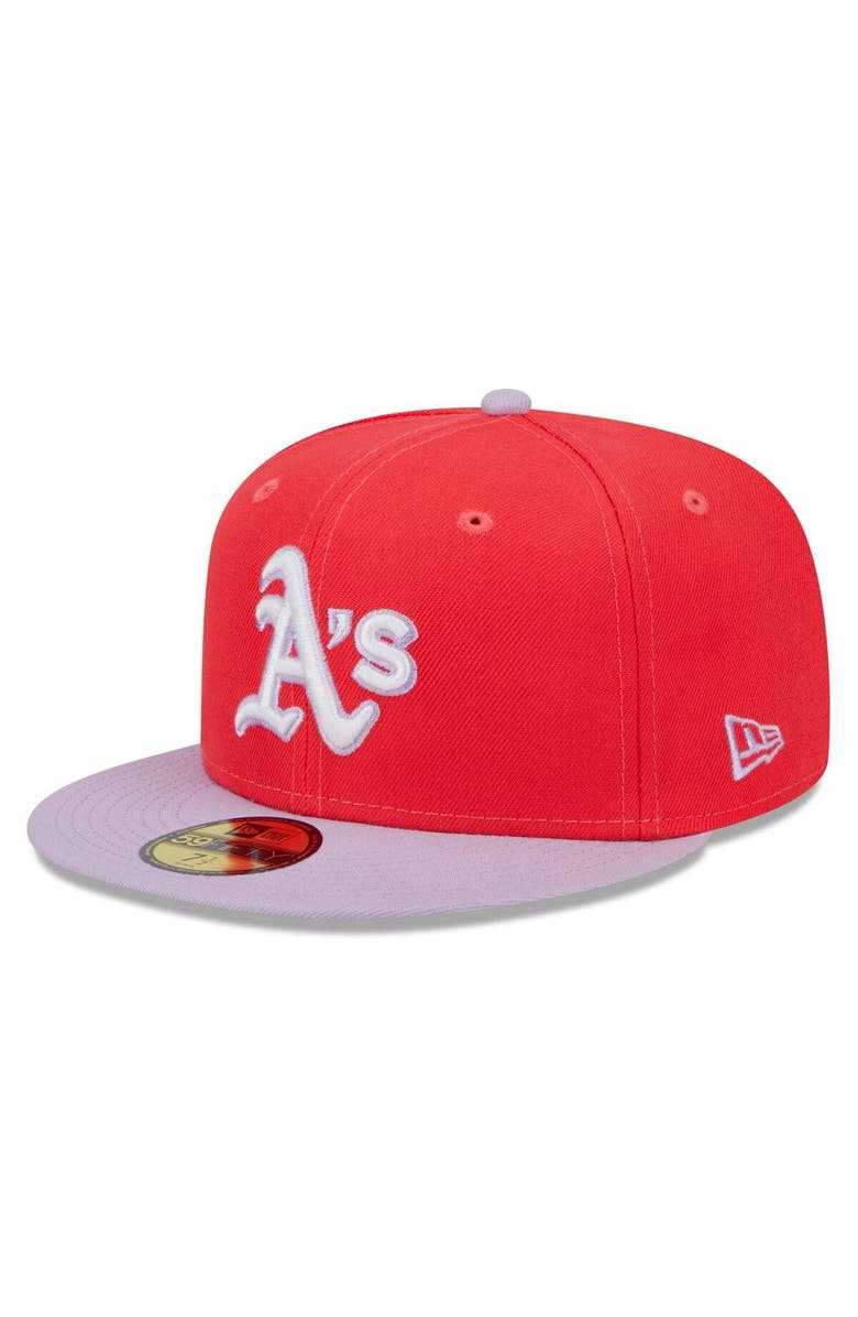 New Era Men's New Era Red/Lavender Oakland Athletics Spring Color Two-Tone 59FIFTY Fitted Hat, Main, color, Red