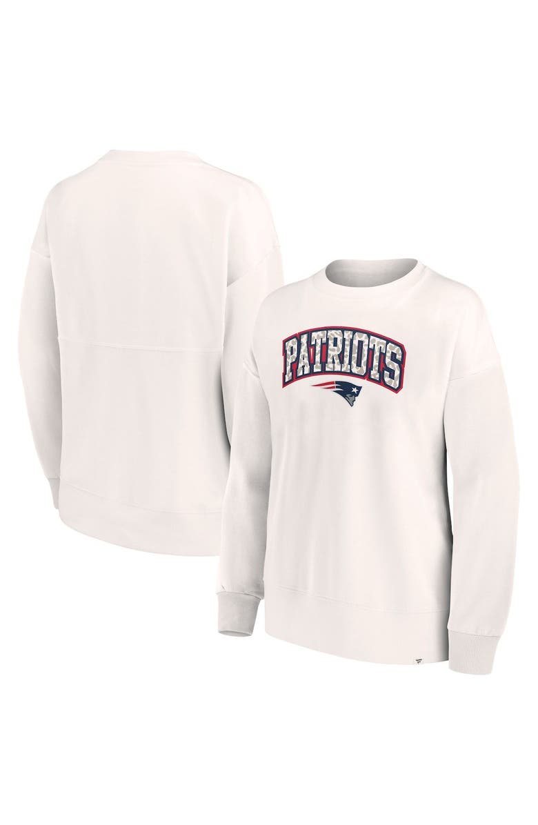 FANATICS Women's Fanatics Branded White New England Patriots Leopard Team Pullover Sweatshirt, Main, color, White