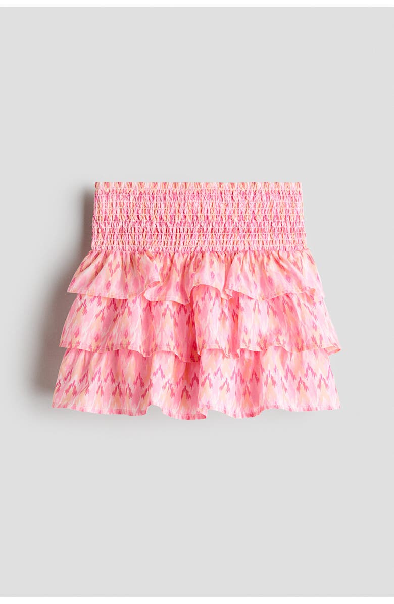 H&M Tiered Cotton Skirt, Main, color, Pink/Patterned
