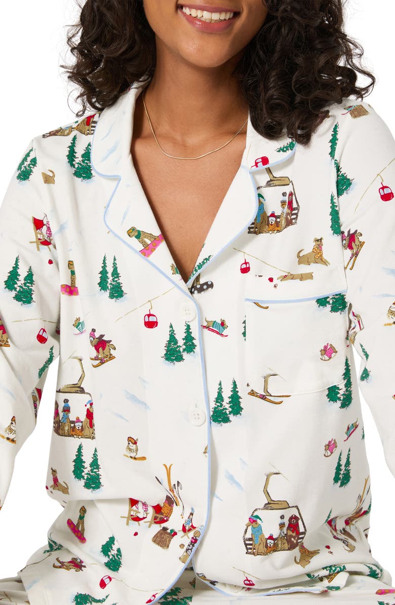 BedHead Pajamas Print Stretch Organic Cotton Pajamas, Alternate, color, Ski Pups