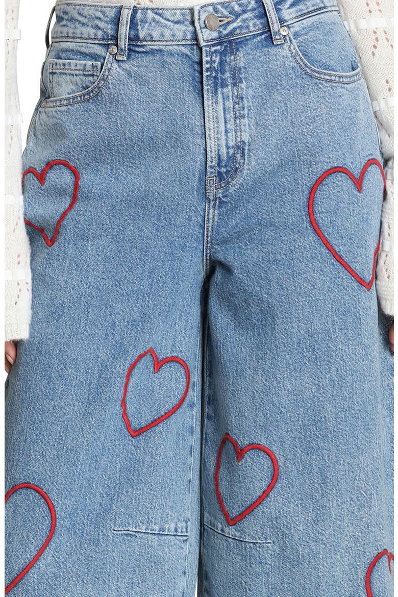 Heart Embroidered Barrel Jeans, Alternate, color, RED MAEVE/ BLUE WASH