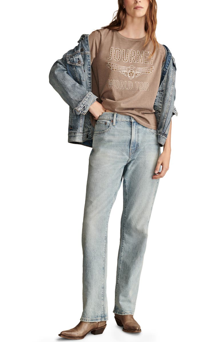Lucky Brand Journey World Tour Studded Cotton Graphic T-Shirt, Alternate, color, 