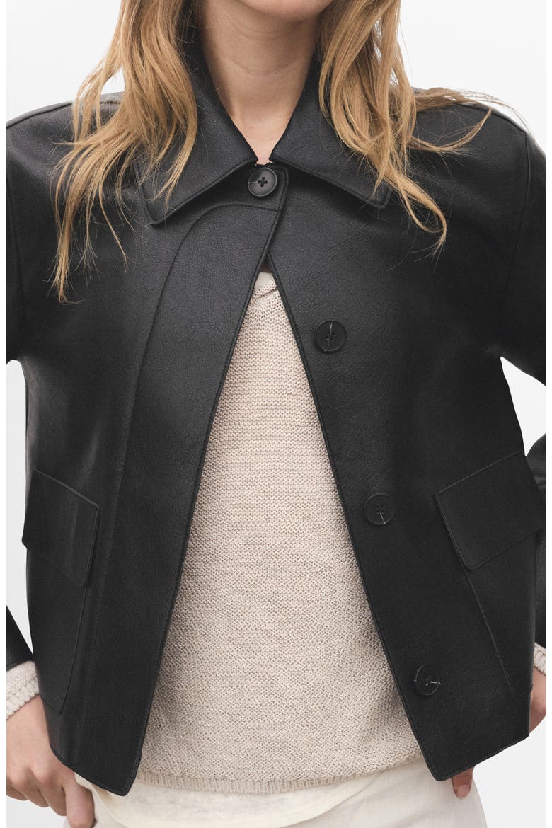 Sabina Faux Leather Jacket, Alternate, color, BLACK