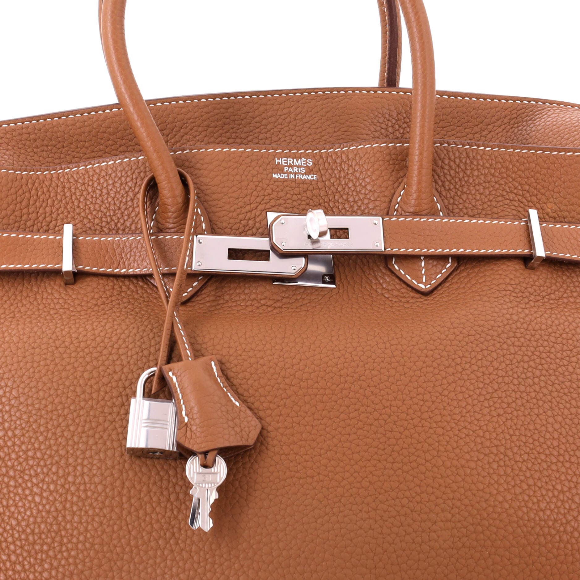 Pre-Owned Hermes Birkin Handbag Brown Clemence with Palladium Hardware 35, Alternate, color, Gold