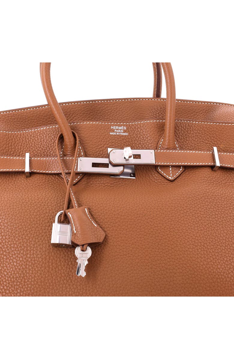 Pre-Owned Hermes Birkin Handbag Brown Clemence with Palladium Hardware 35, Alternate, color, Gold