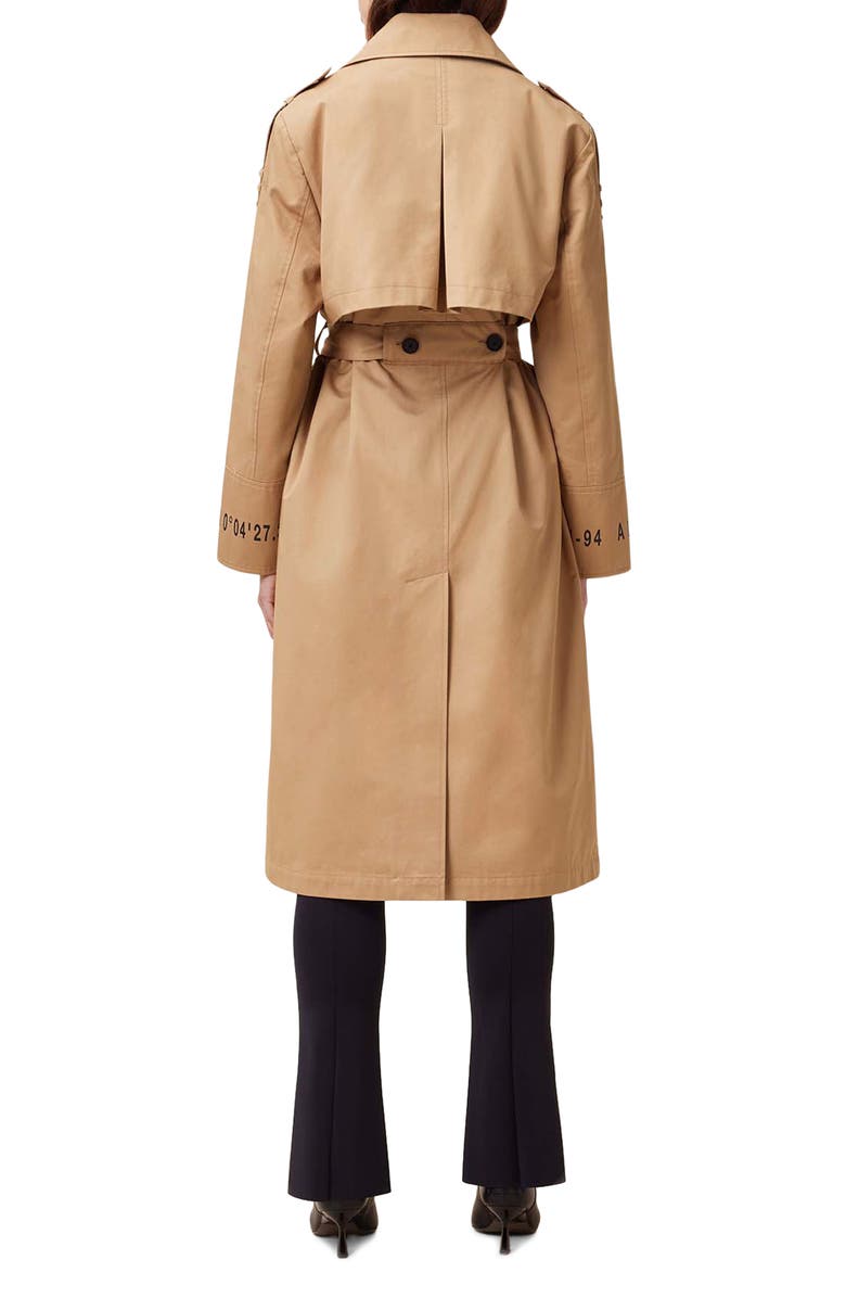 AllSaints Demmi Tie Waist Double Breasted Trench Coat, Alternate, color, 