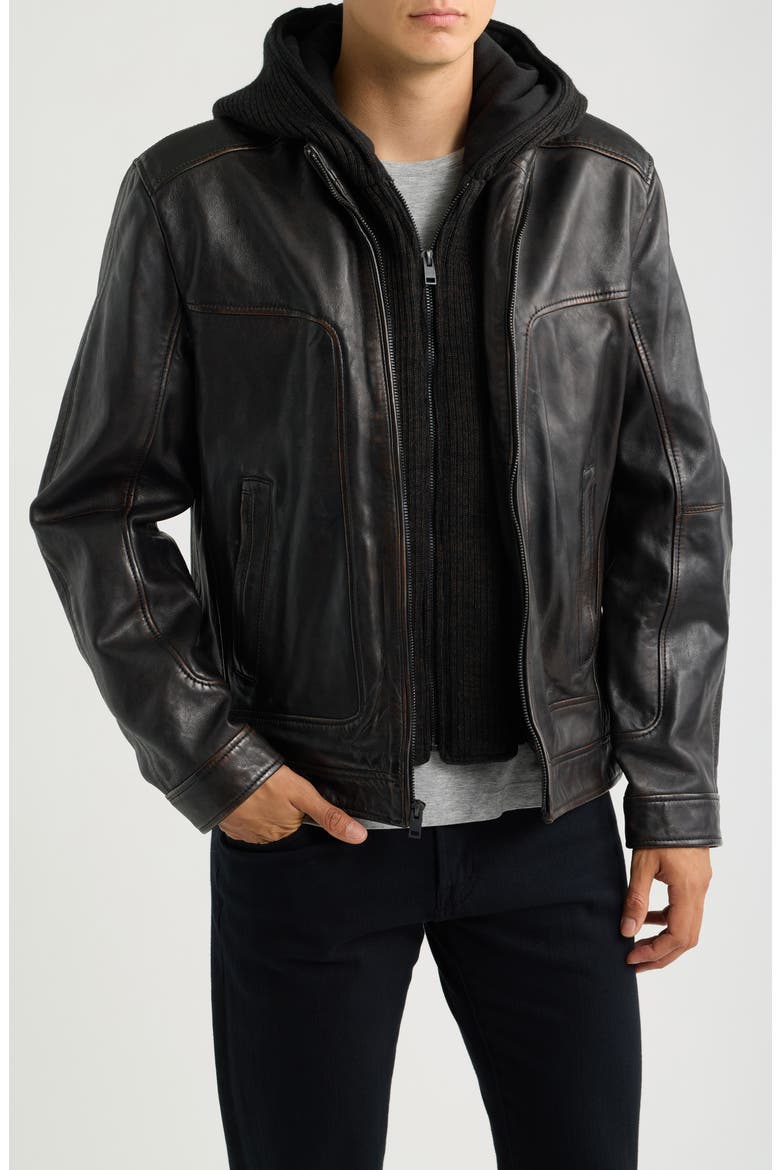 Chonky UF Leather Jacket, Main, color, VINTAGE BLACK