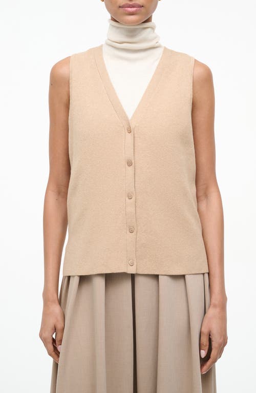 Staud Madeline Sleeveless Mixed Media Dress In Neutral