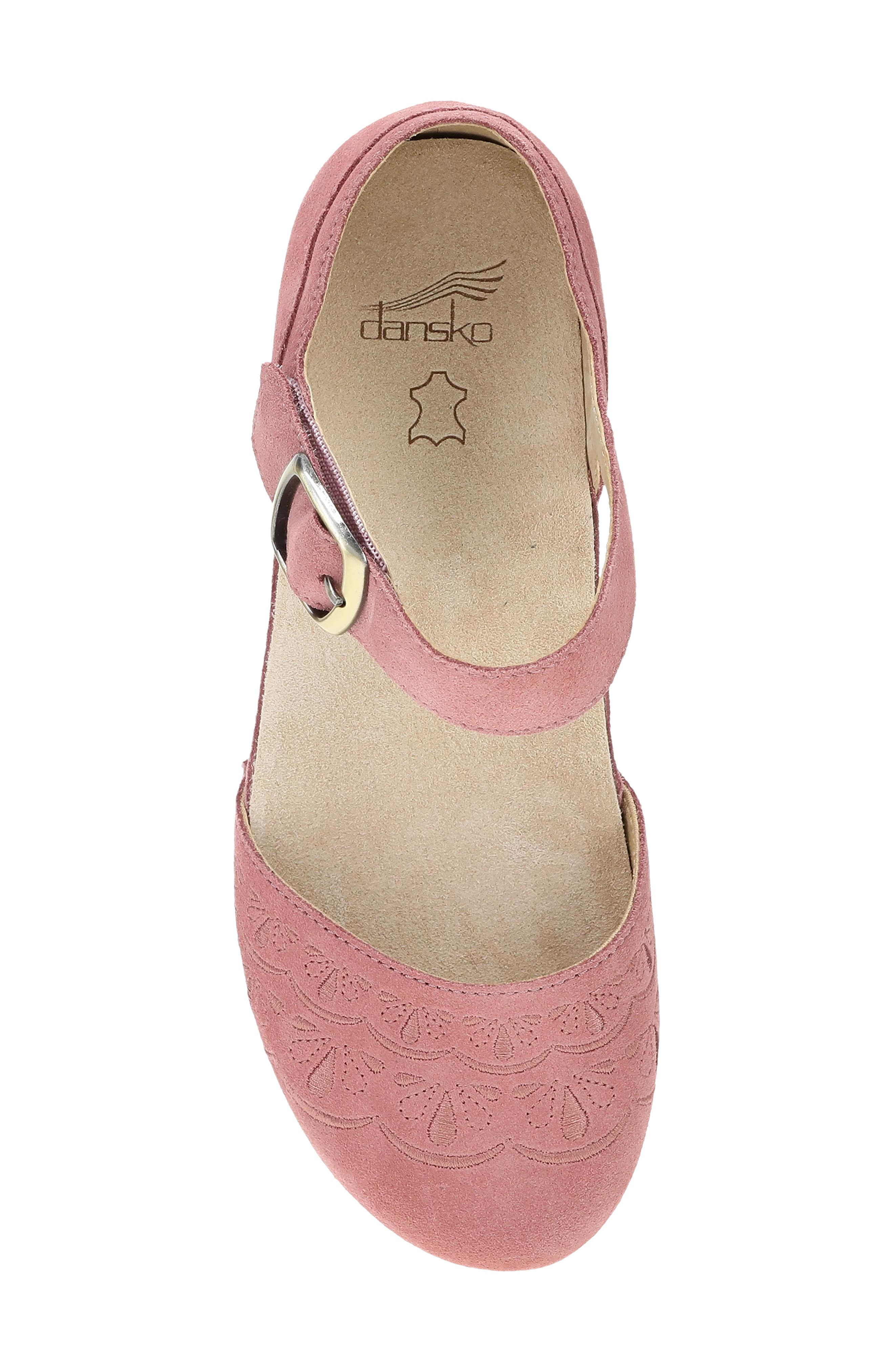 Mae Ankle Strap Platform Clog, Alternate, color, ASH ROSE EMBROIDERED SUEDE