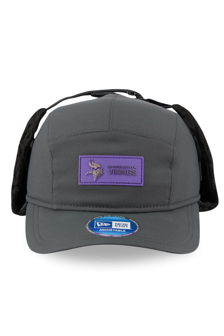 Men's New Era Charcoal Minnesota Vikings 2025 Sideline Cold Weather Runner Dog Ear Adjustable Hat, Alternate, color, Charcoal