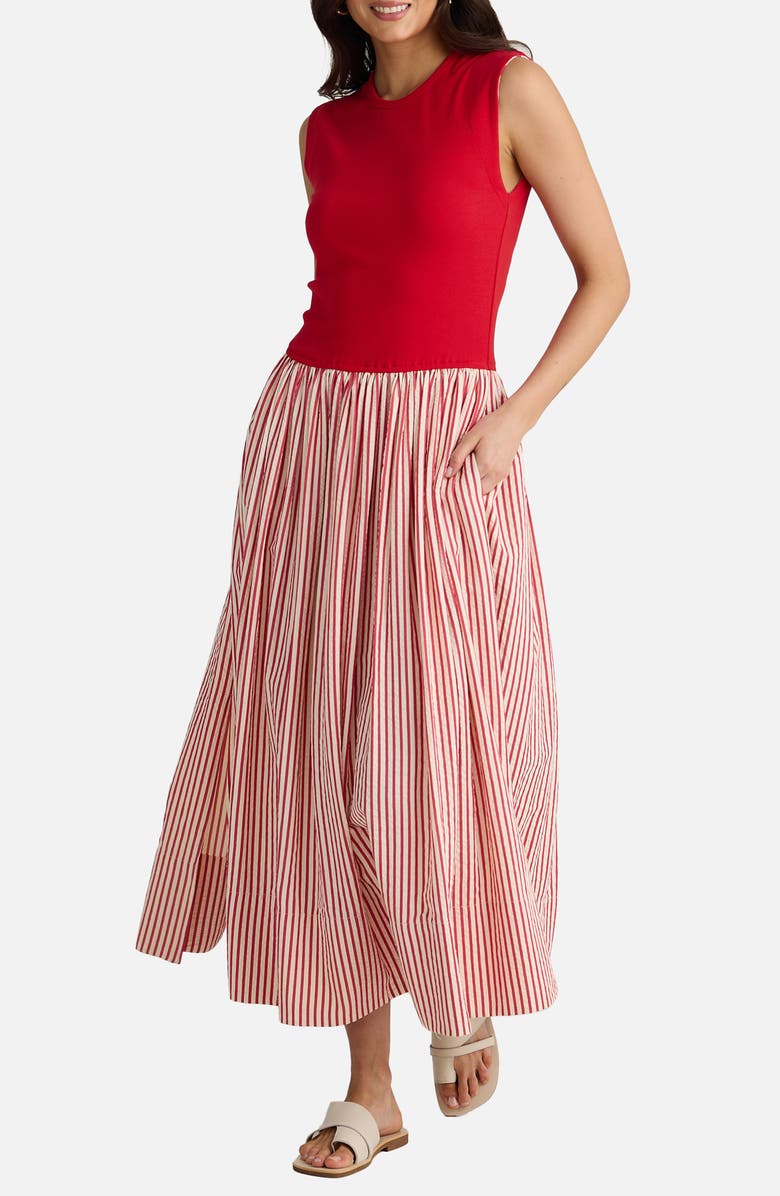 Brave+True Daphne Stripe Skirt Maxi Dress, Alternate, color, White W Red Stripe