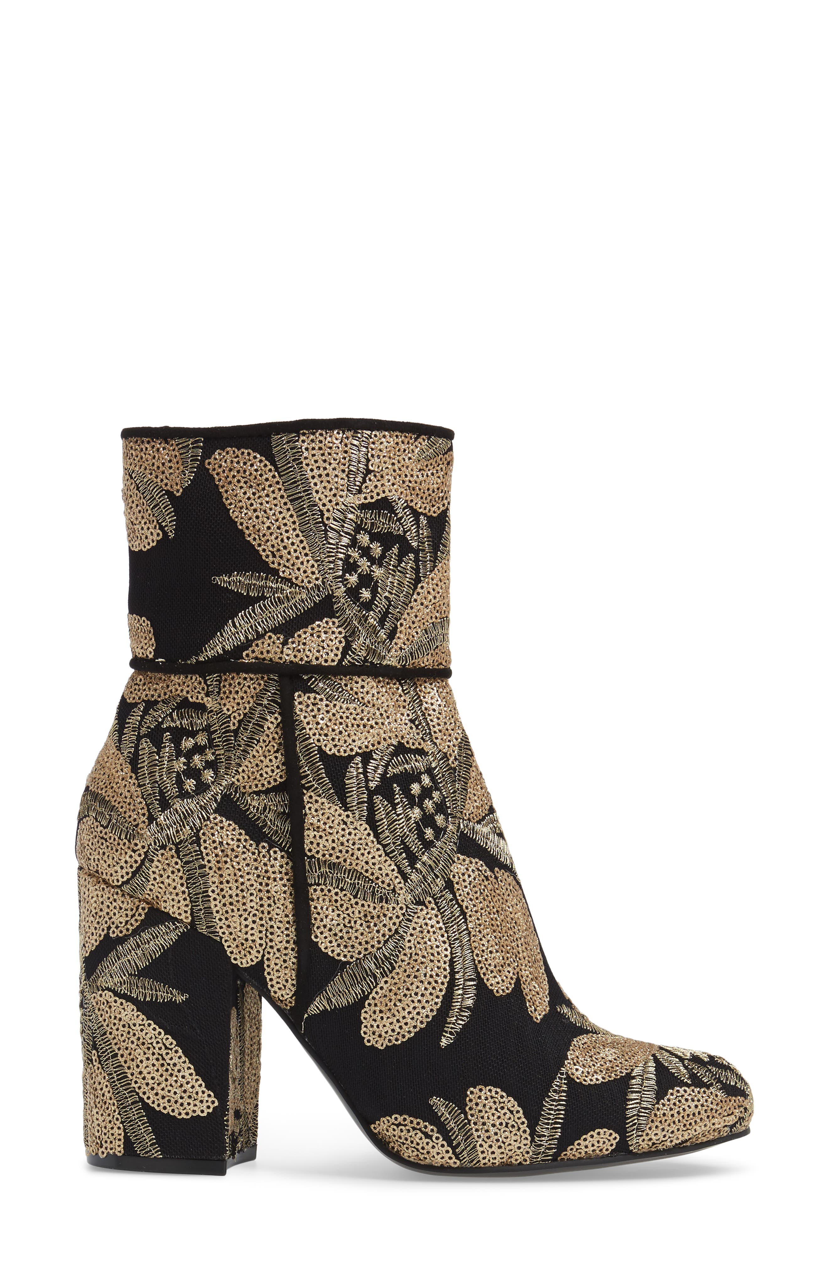 Steve Madden Goldie Sequin Embroidered Bootie, Alternate, color, 