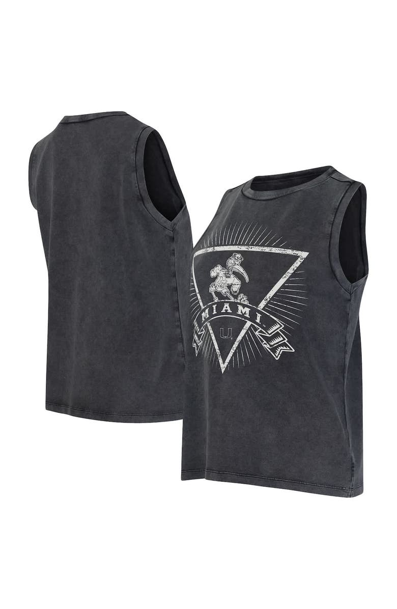 CONCEPTS SPORT Women's Concepts Sport  Charcoal Miami Hurricanes Distressed Market French Terry Tank Top, Main, color, 