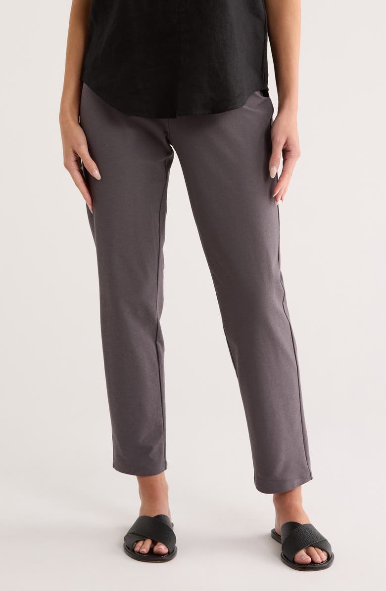 Eileen Fisher High Waist Slim Crepe Ankle Pants, Main, color, 