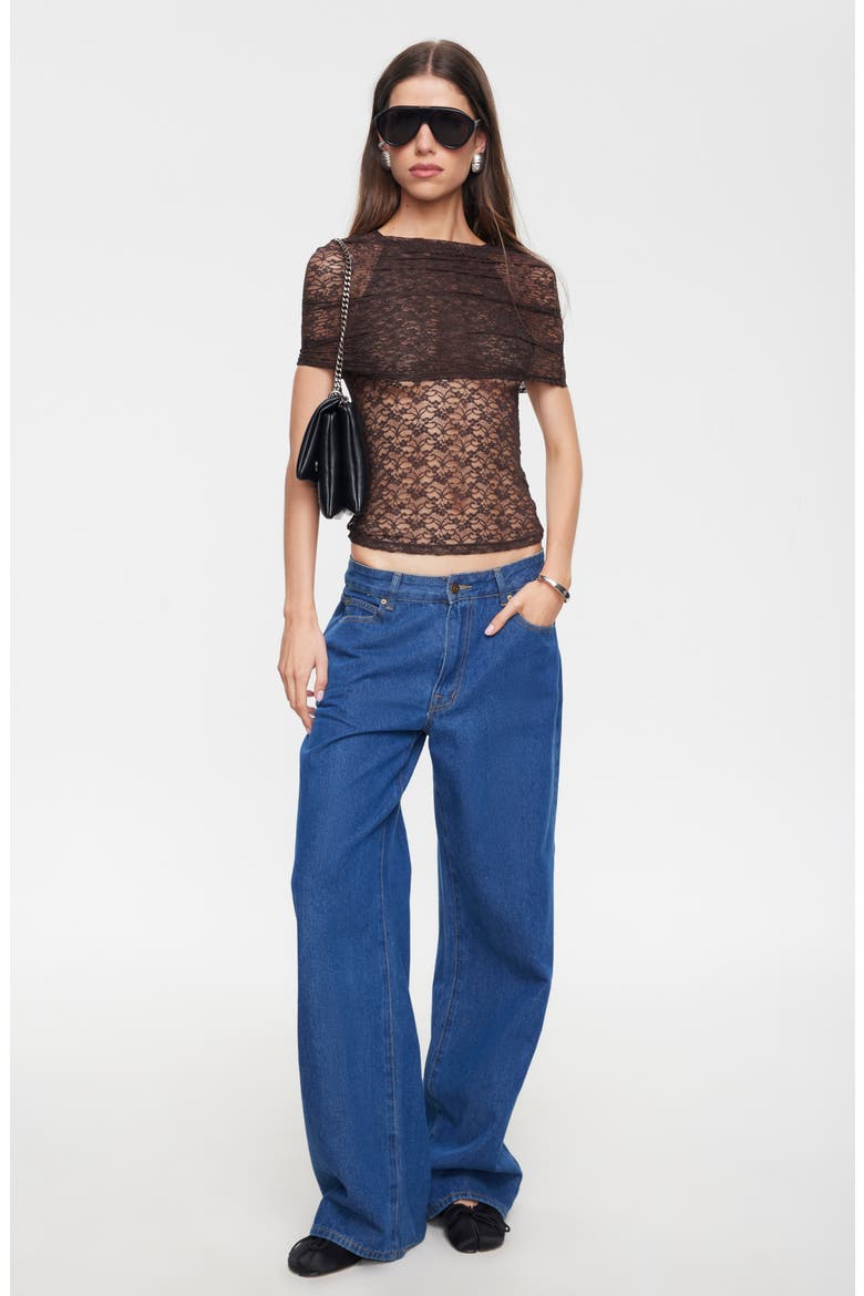 Bella Vita Lace Layered Top, Alternate, color, CHOCOLATE