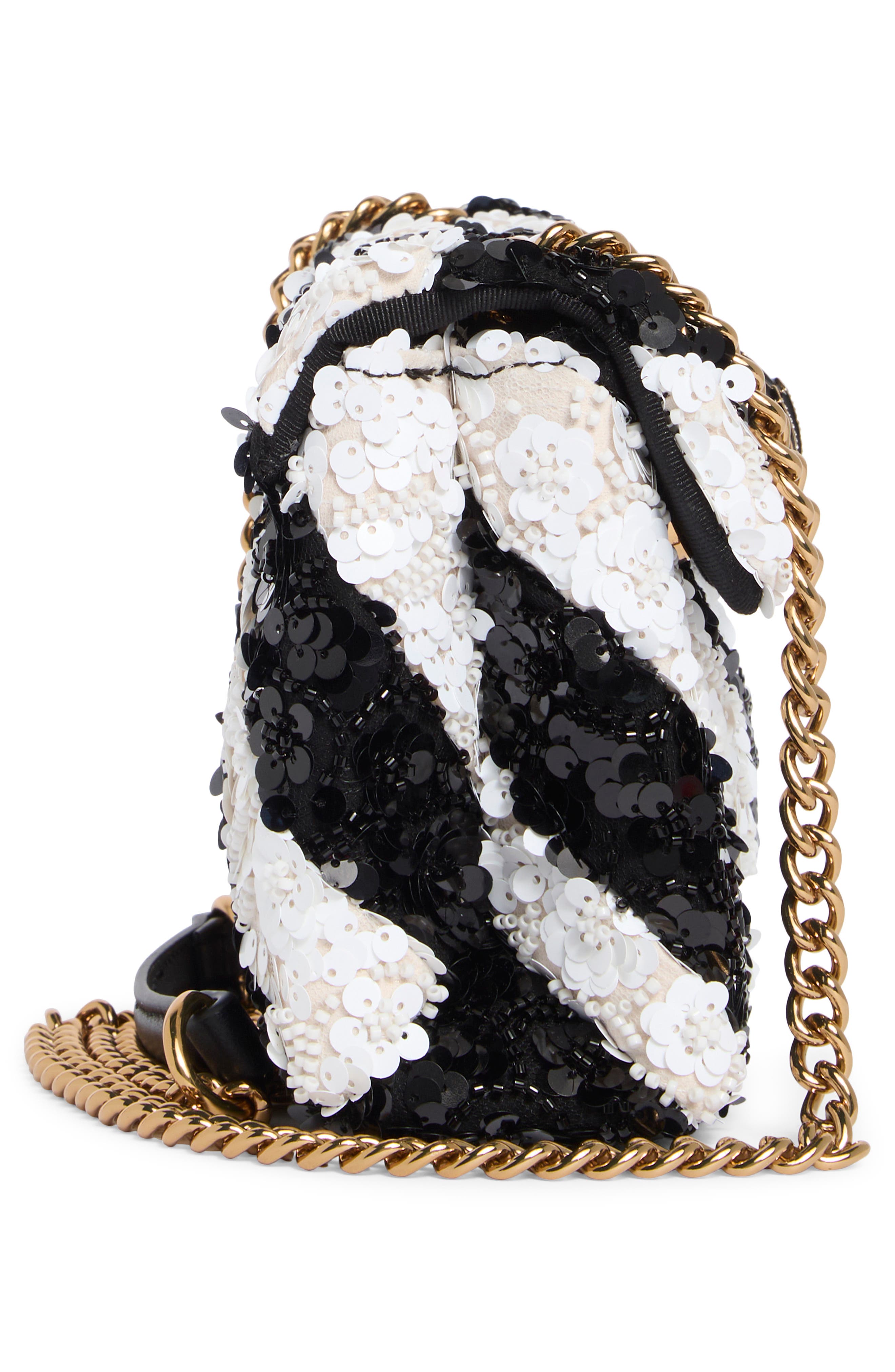 Kurt Geiger London Medium Kensington Sequin Convertible Shoulder Bag, Alternate, color, Black/ White