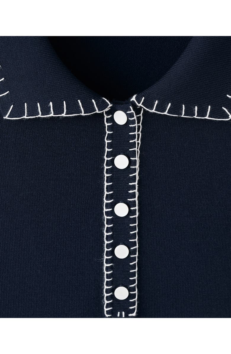 MANGO Whipstitch Polo Sweater, Alternate, color, Navy
