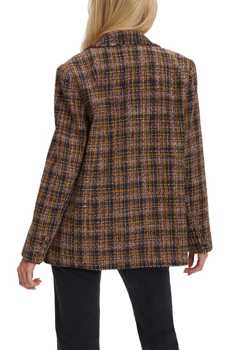 Alba Double Breasted Tweed Blazer, Alternate, color, NAVY