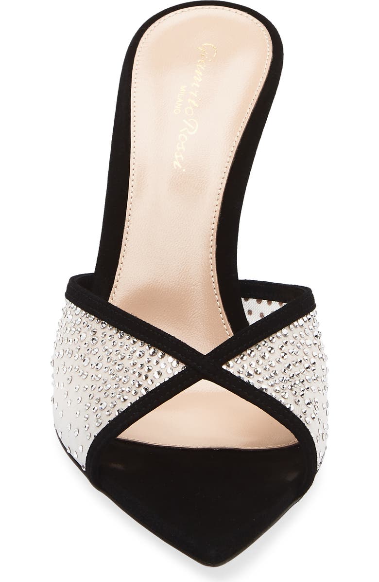 Gianvito Rossi Pointed Toe Slide Sandal, Alternate, color, Black Offwhite