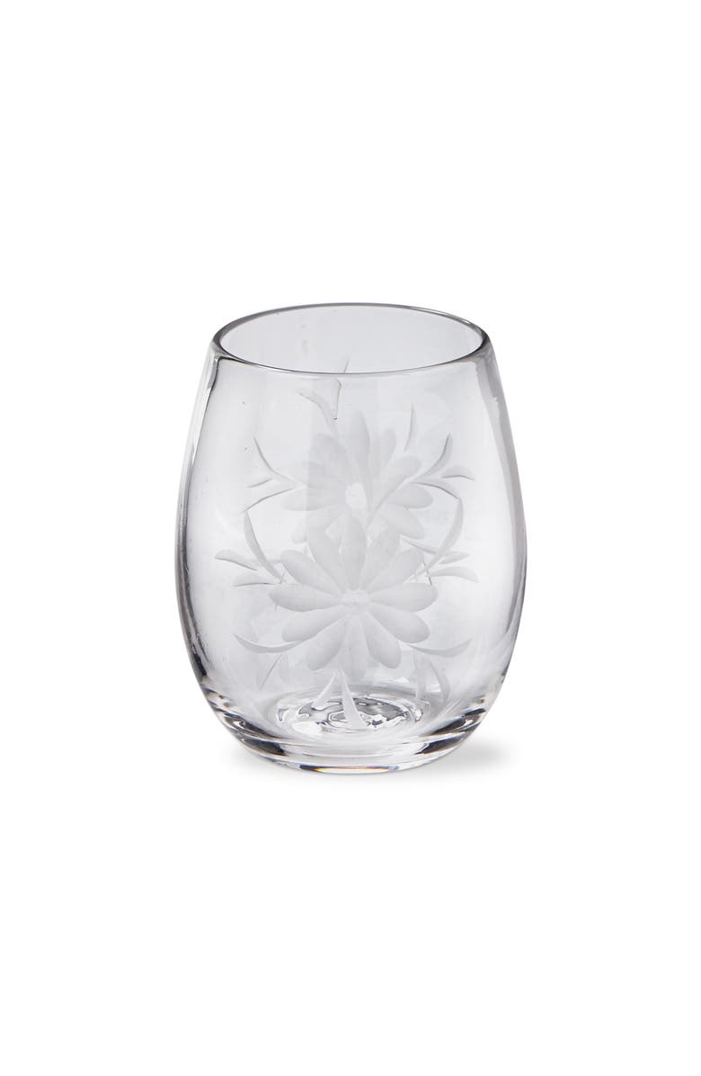 tag Fleur Etched Stemless Wine Glasses for Events and Parties, Main, color, Clear