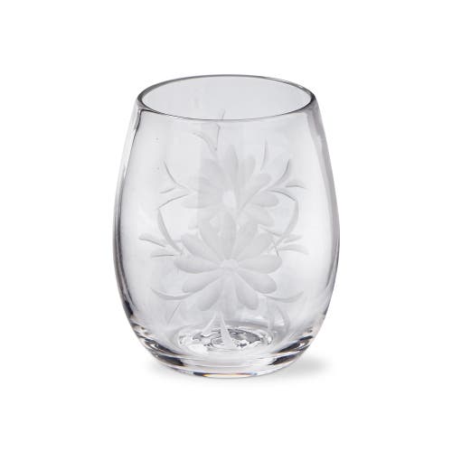 Tag Fleur Etched Stemless Wine Glasses For Events And Parties In White