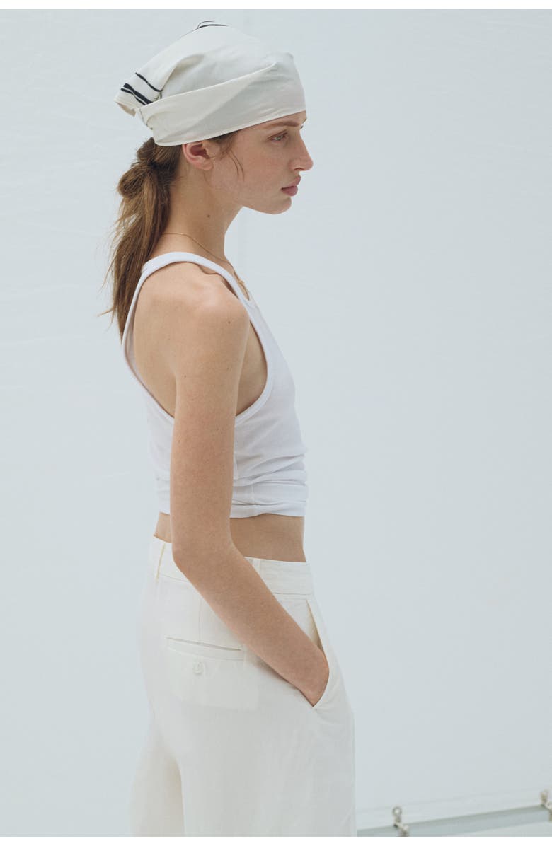 H&M Linen-blend Barrel Trousers, Alternate, color, Ivory