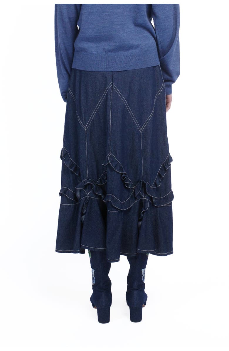 Anna Sui Denim Ruffle Maxi Skirt, Alternate, color, Denim