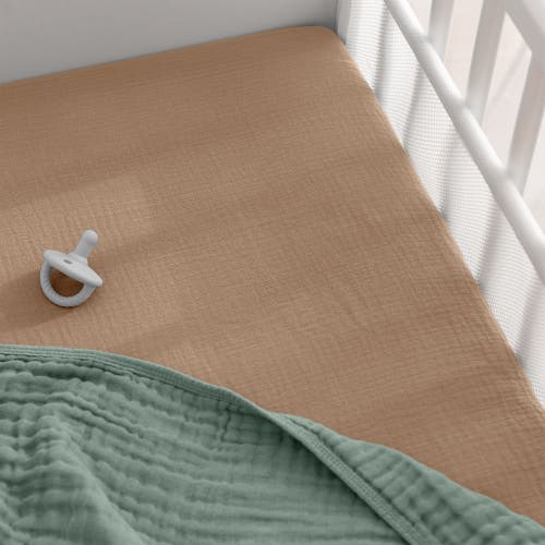 Comfy Cubs Muslin Fitted Bassinet Crib Sheet In Cedar