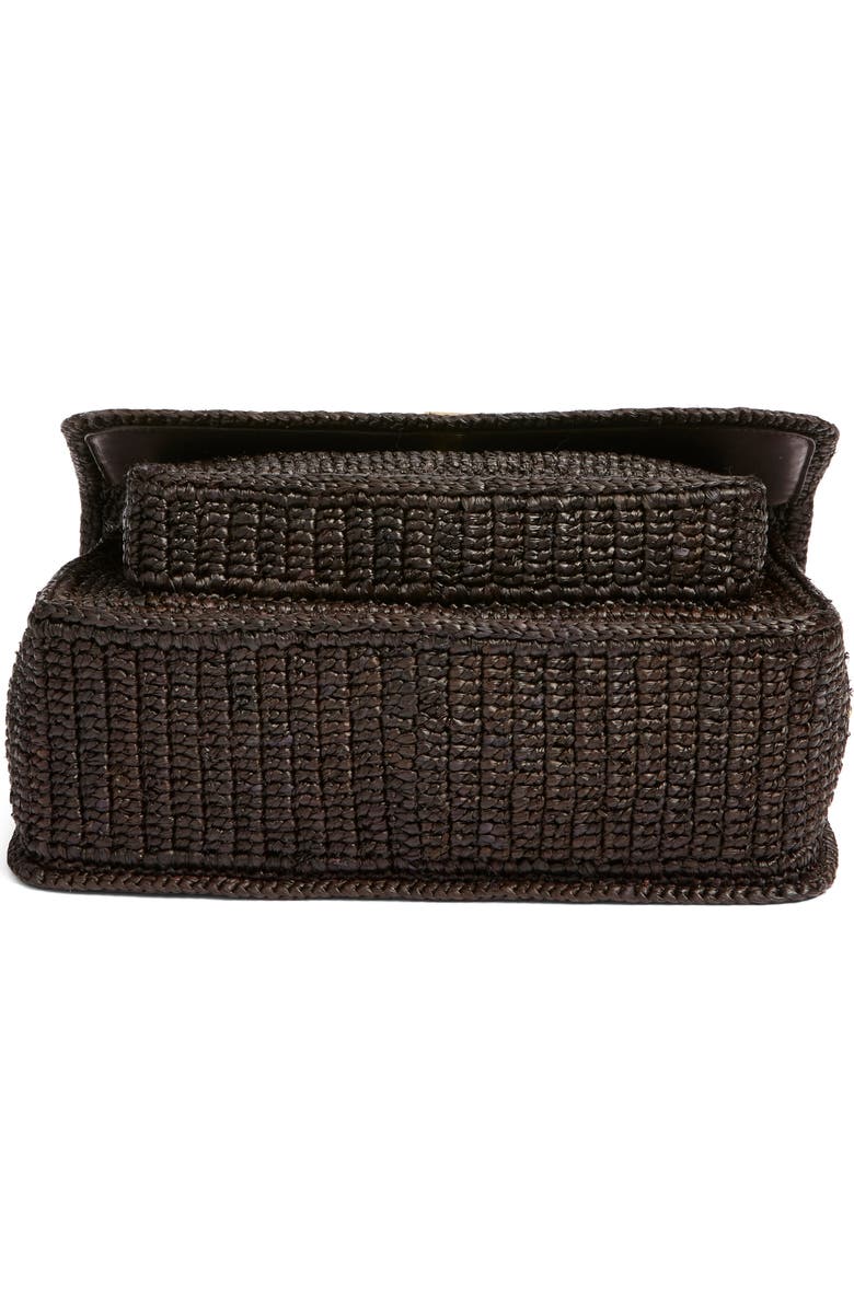 Saint Laurent Medium Niki Woven Raffia Shoulder Bag, Alternate, color, Chocolate Truffle